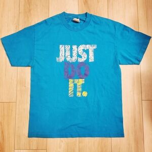 Nike Vintage 90s Teal Short Sleeve Logo Tee Just Do It Rare